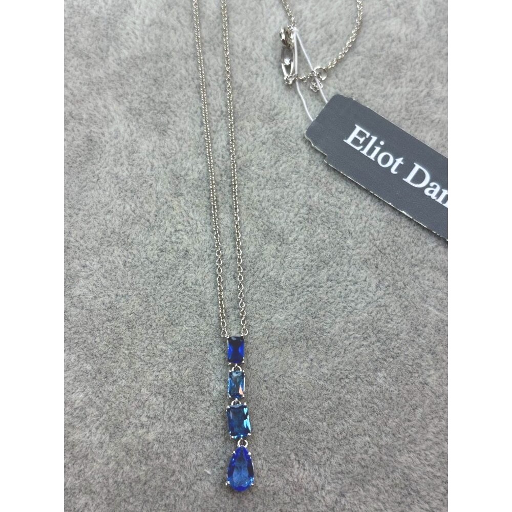Blue Cubic Zirconia Sapphire Drop Pendant Elliot Danori - Picture 2 of 3